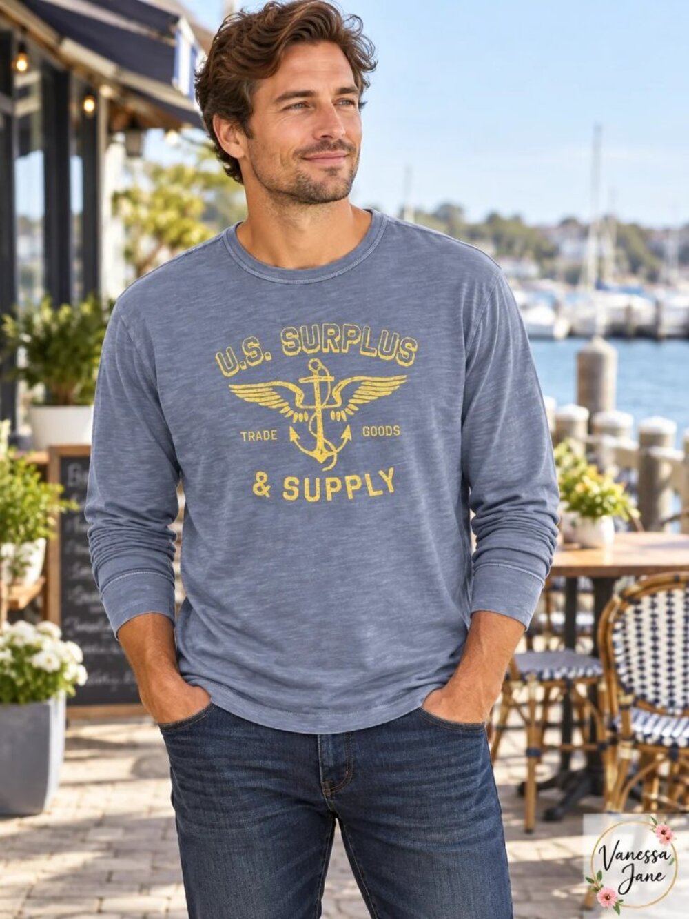 Old Navy Vintage Garment-Dyed Long-Sleeve T-Shirt, Medium